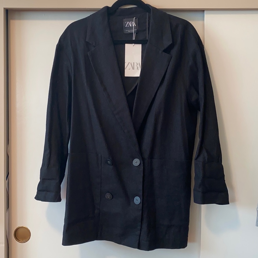 Zara linen oversized blazer